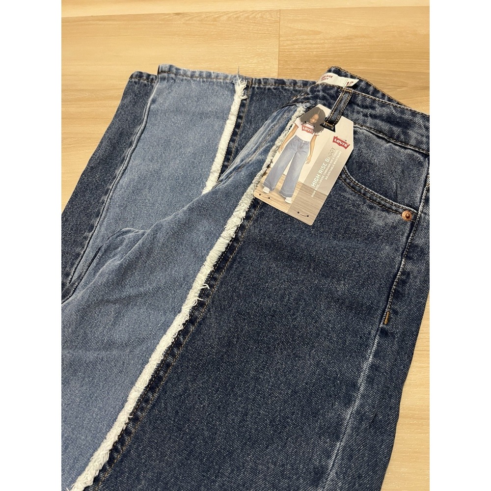 NWT Levi's Girls High Rise Baggy Shade Blocked Jeans Size 12 Wide Leg Youth Kids